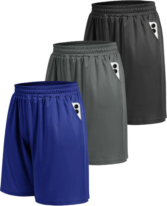 Workout Black Quick Dry Basketball Shorts with Pockets for Running Casual Activewear