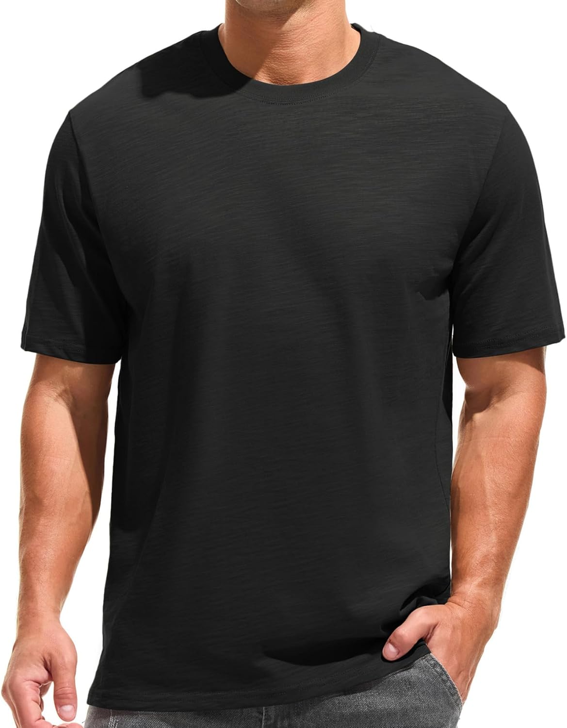 Cotton Loose Fit Thick T-Shirt Heavy Weight Crewneck Tees for Men