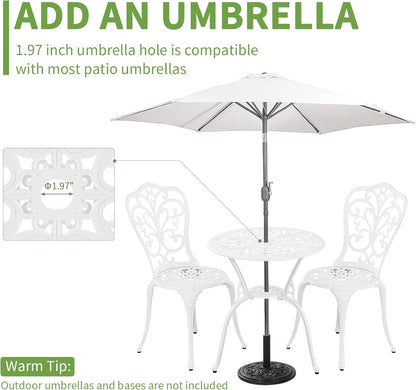 Patio Bistro Set 3 Piece Outdoor Cast Aluminum Outdoor Bistro Table