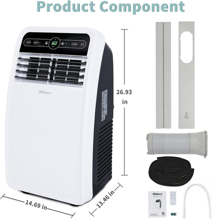 10,000 BTU Portable AC Wi-Fi Dehumidifier Fan Timer for 300 Sq.Ft with Window Kit