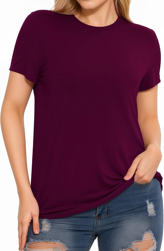 Short Sleeve Crew Neck Casual Shirts Basic Tee Summer Tops