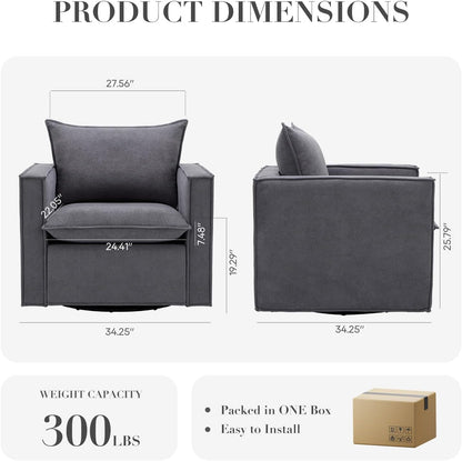 COLAMY Swivel Accent Chair Set 34 Inches Wide Upholstered Arm Chair