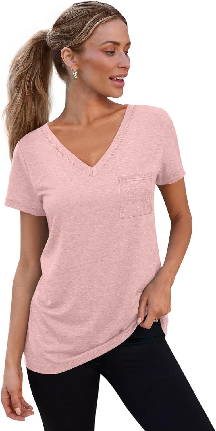 3 Pack Womens V Neck T Shirts Short Sleeve Tees