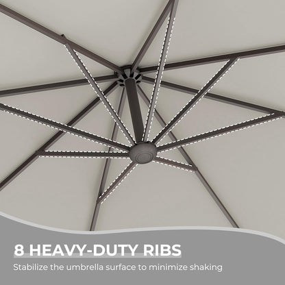 12FT Outdoor Offset Cantilever Umbrella with Base Champagne