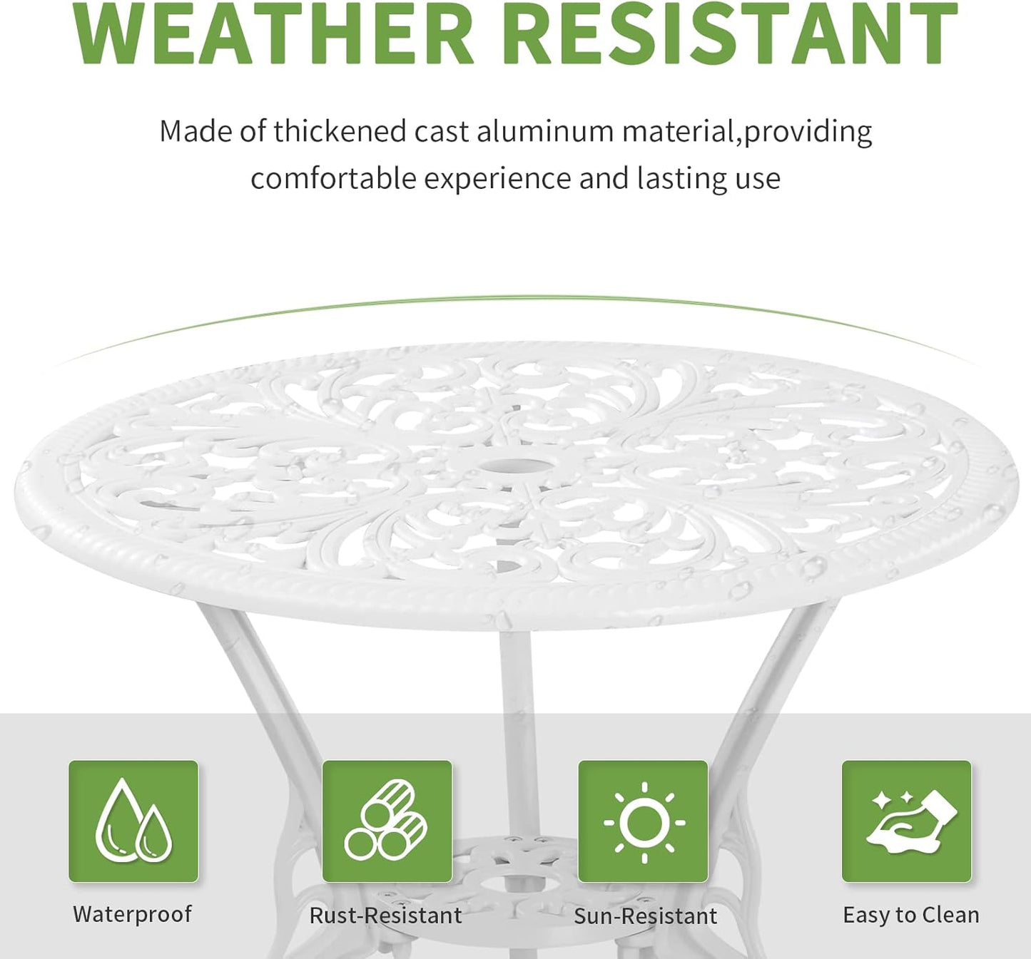 Patio Bistro Set 3 Piece Outdoor Cast Aluminum Outdoor Bistro Table