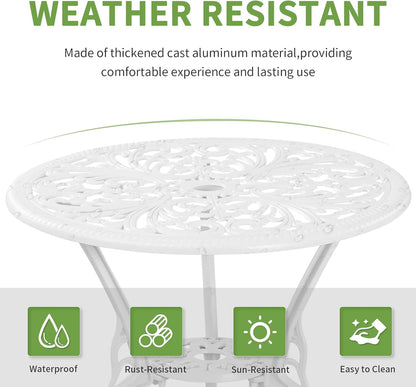 Patio Bistro Set 3 Piece Outdoor Cast Aluminum Outdoor Bistro Table