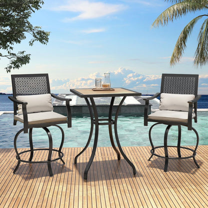 Outdoor Swivel Bar Stools Set of 2 Patio Bar Height Outdoor Chairs