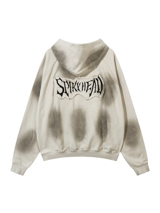 Spray-painted Dotted Old Hoodie for Men