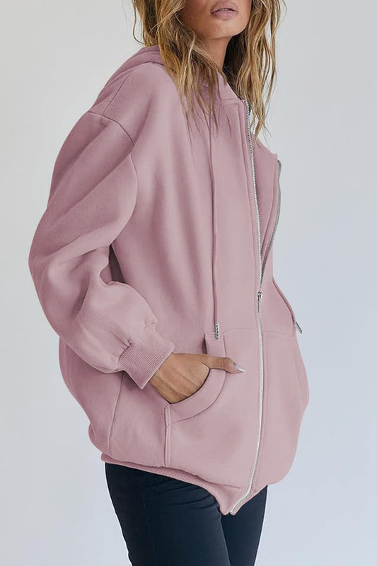 Womens Zip Up Hoodies Long Sleeve Fall Oversized Sweatshirts
