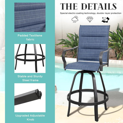 2 Piece Outdoor Patio Swivel Bar Chairs