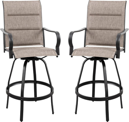 2 Piece Outdoor Patio Swivel Bar Chairs