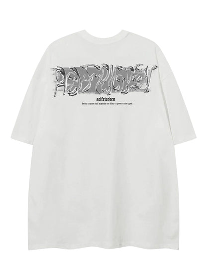 Metalic Graphic Tees Men Y2k Oversized T Shirts Women Vintage Tees Unisex Summer Tops