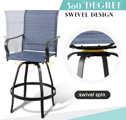 2 Piece Outdoor Patio Swivel Bar Chairs