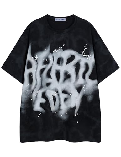 Mens Graphic Tee Shirts Oversized Baggy Loose Cotton T-Shirt Streetwear