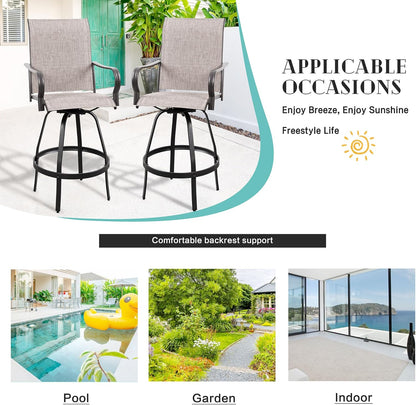 2 Piece Outdoor Patio Swivel Bar Chairs
