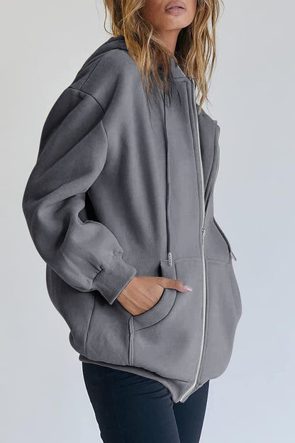Womens Zip Up Hoodies Long Sleeve Fall Oversized Sweatshirts
