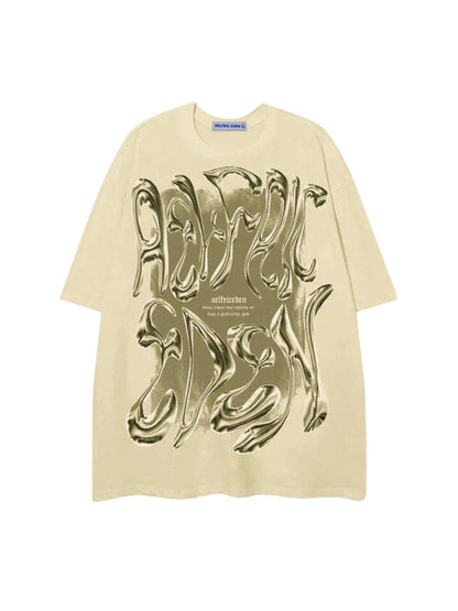 Metalic Graphic Tees Men Y2k Oversized T Shirts Women Vintage Tees Unisex Summer Tops