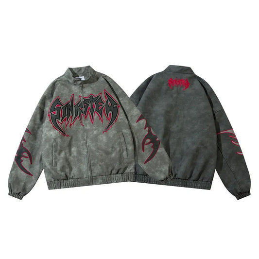 Letter Graphic Long Sleeve PU Leather Jacket for Men