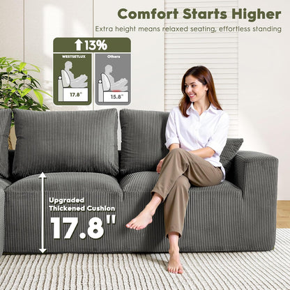 108 Inch Corduroy Cloud Sectional Sofa with Chaise Green