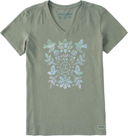 Short Sleeve Cotton Graphic T-Shirts Folk Art Garden Tie Dye