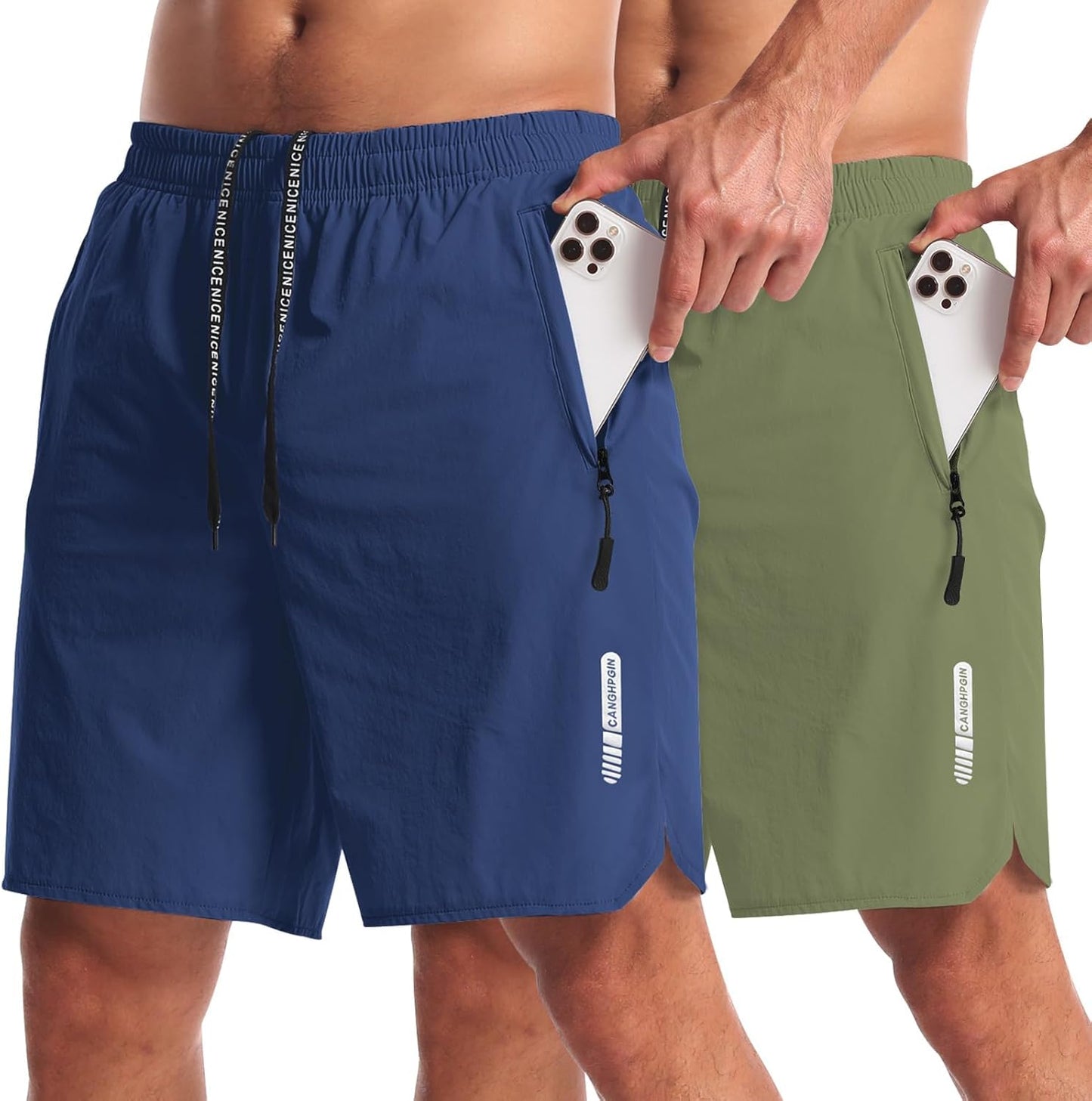 2 Pack Mens Workout Athletic Shorts 7 inch Inseam Quick Dry Hiking Shorts Men Lightweight Sports Gym Shorts Running