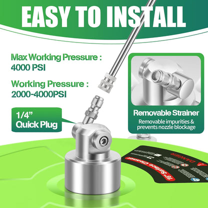 14" Pressure Washer Surface Cleaner with 4 Wheels