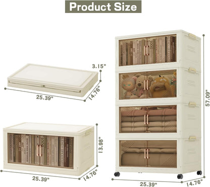 23 Gal Stackable Storage Bins with Lids and Wheels 5 Pack
