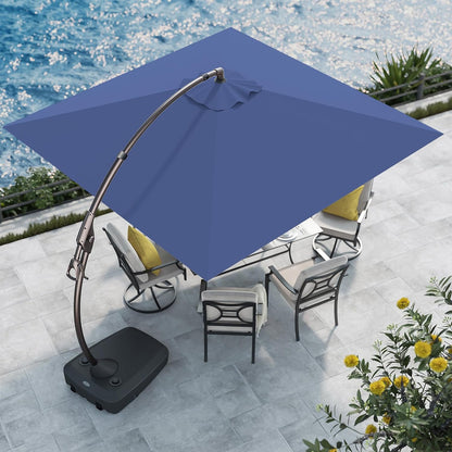 12FT Outdoor Offset Cantilever Umbrella with Base Champagne