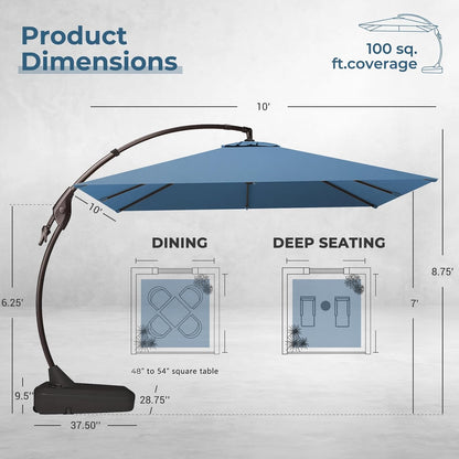 12FT Outdoor Offset Cantilever Umbrella with Base Champagne