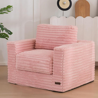 Plush Giant Bean Bag Sofa for Adults Floor Loveseat Chair with Armrests White