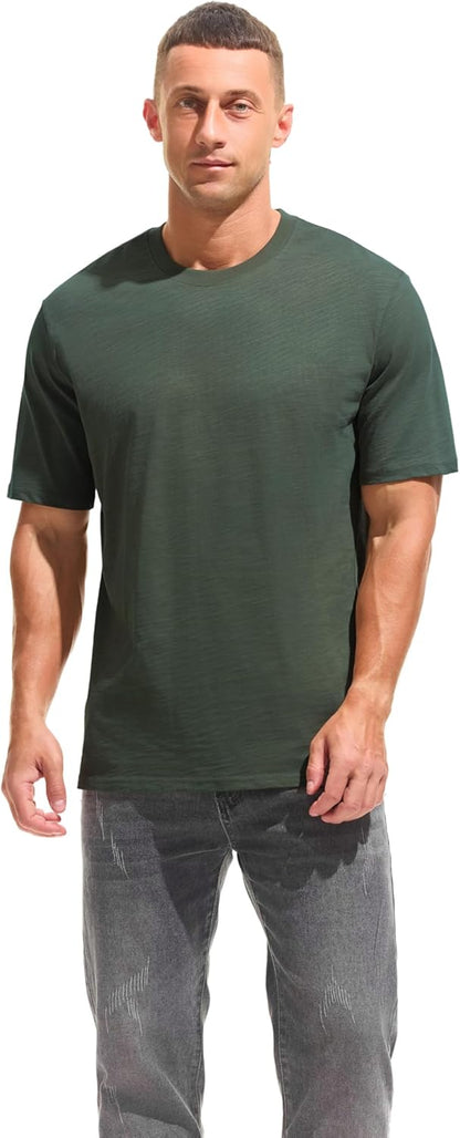 Cotton Loose Fit Thick T-Shirt Heavy Weight Crewneck Tees for Men