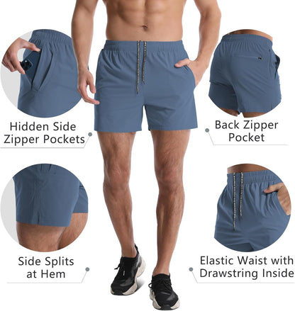 2 Pack Mens Athletic Shorts 5 Inch Quick Dry Gym Workout Shorts Men Lightweight Sports Running Shorts with Pockets