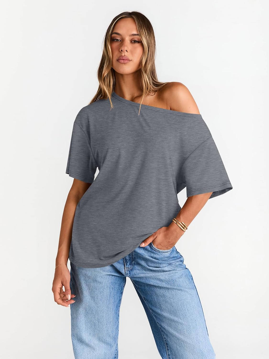 Womens Off The Shoulder Tops Oversized T-Shirts