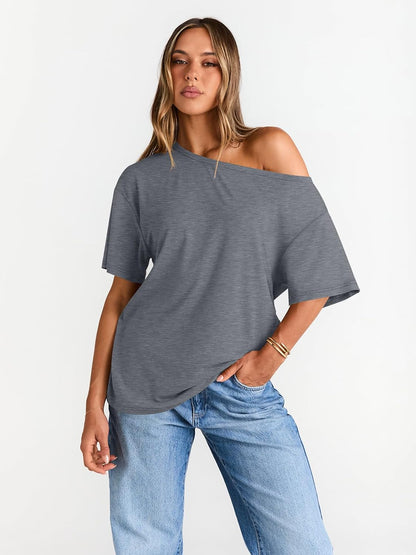 Womens Off The Shoulder Tops Oversized T-Shirts