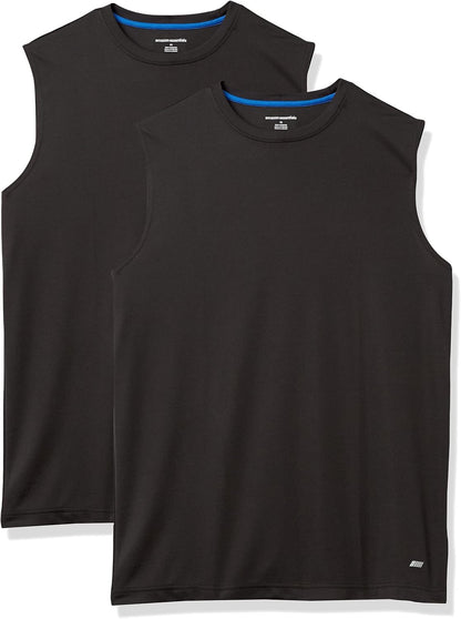 Essentials Men's Active Performance Tech Muscle Tank Pack of 2