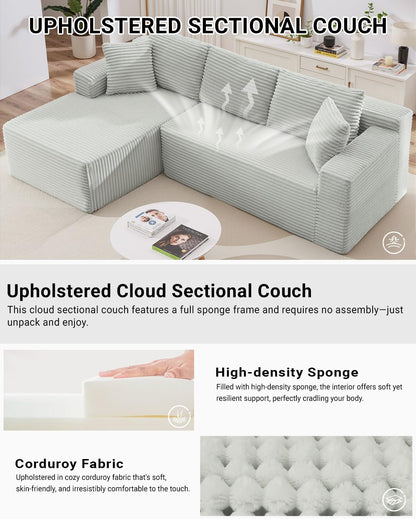 105 Inch Cloud Sectional Couch with Deep Seat