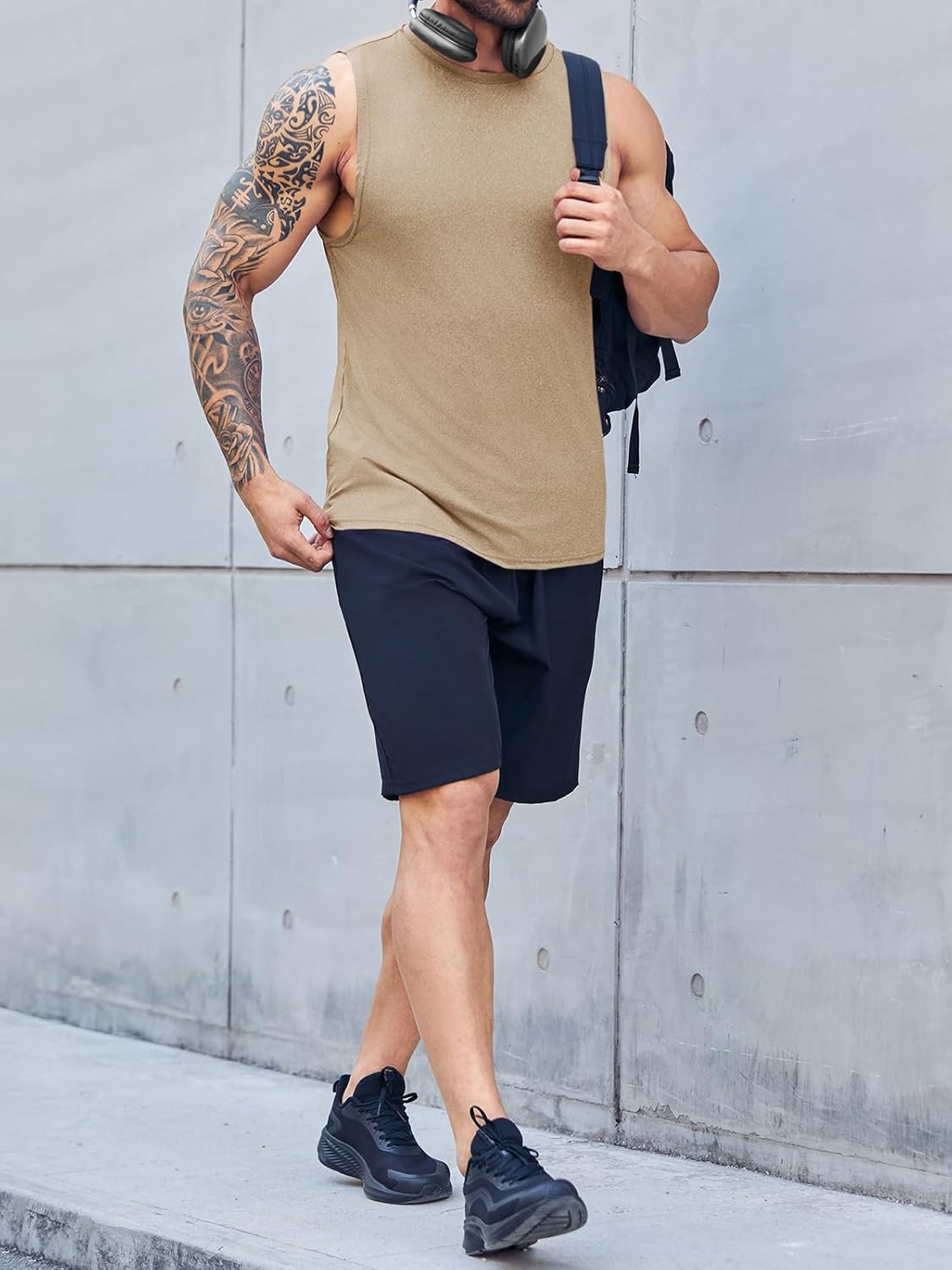Men's Sleeveless Tank Tops Crewneck Solid Loose Fit Shirt