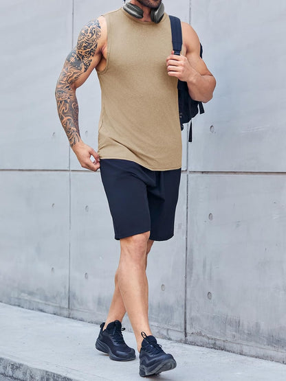 Men's Sleeveless Tank Tops Crewneck Solid Loose Fit Shirt