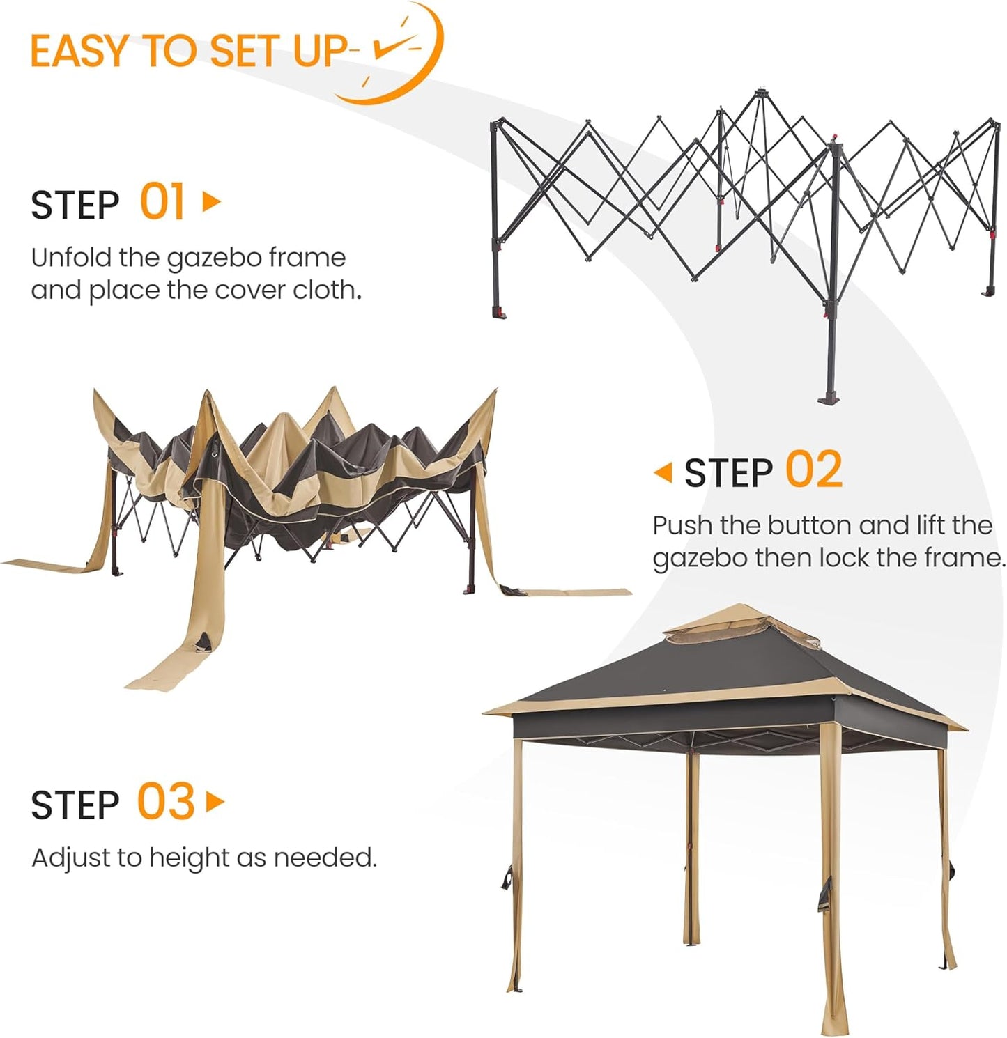 11x11 Pop Up Gazebo Canopy Tent with Mesh Netting and Sandbags