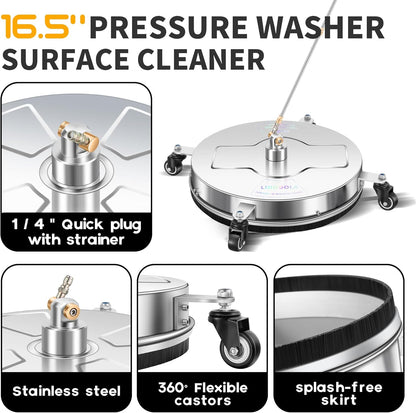 14" Pressure Washer Surface Cleaner with 4 Wheels