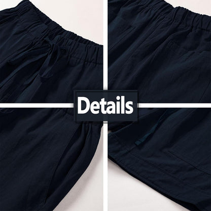 Womens Shorts Summer Comfy Cotton Elastic Waist Drawstring Casual Shorts with Pockets