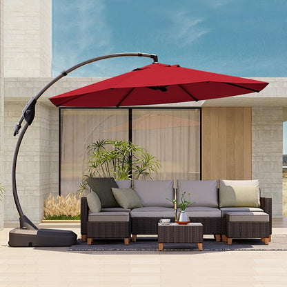 12FT Outdoor Offset Cantilever Umbrella with Base Champagne