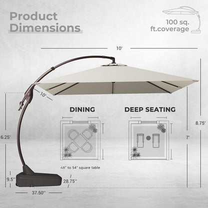 12FT Outdoor Offset Cantilever Umbrella with Base Champagne
