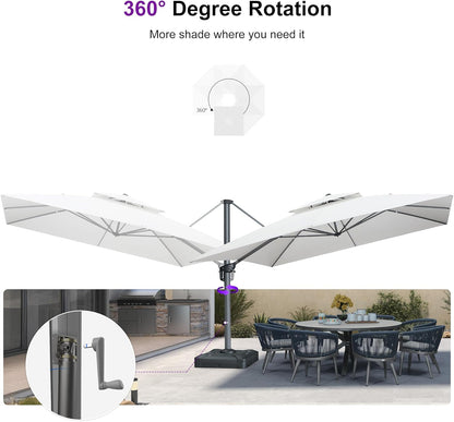 12ft Patio Umbrella with Base Large Outdoor Square Umbrella