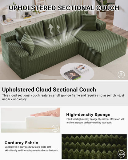 105 Inch Cloud Sectional Couch with Deep Seat