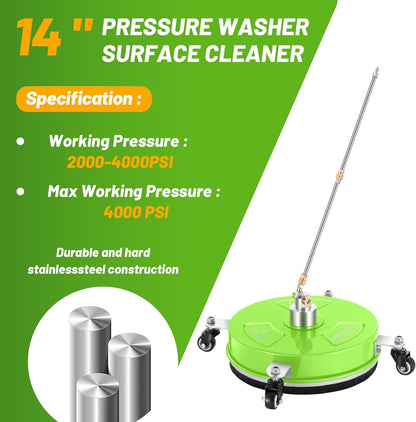 14" Pressure Washer Surface Cleaner with 4 Wheels