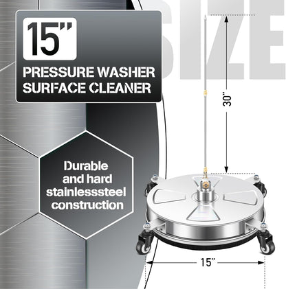 14" Pressure Washer Surface Cleaner with 4 Wheels