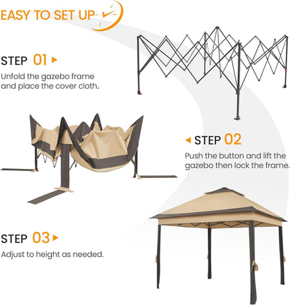 11x11 Pop Up Gazebo Canopy Tent with Mesh Netting and Sandbags