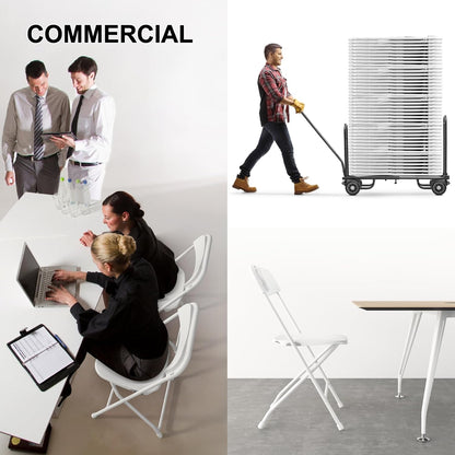 10 Pack White Folding Chairs Portable Party Chairs