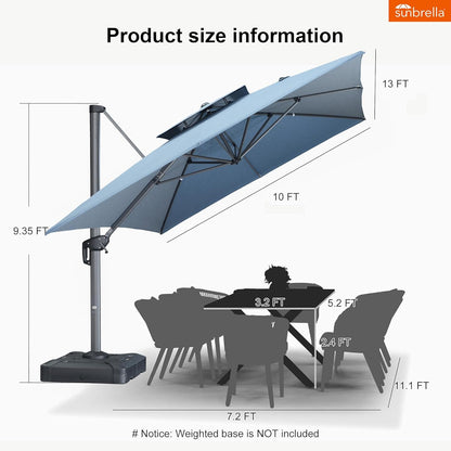 12ft Patio Umbrella with Base Large Outdoor Square Umbrella